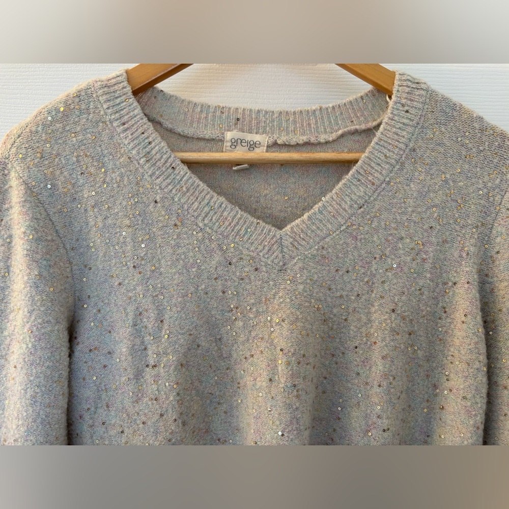 3/$25 Women’s  V-Neck Sweater with Gold Sparkle Accents